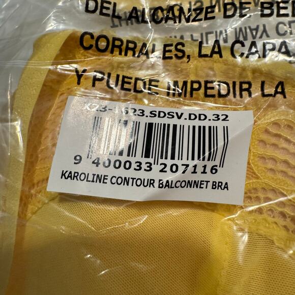 NEW Frederick's of Hollywood Karoline Contour Balconette Bra 32DD Yellow NWT - Picture 6 of 6